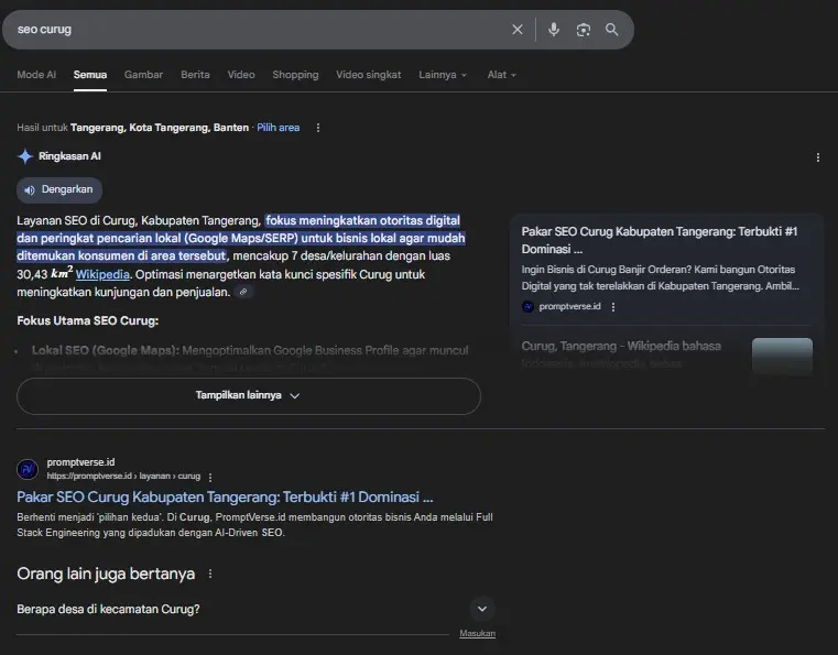 AI Overviews Dominator - Jasa SEO Curug